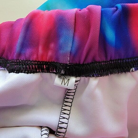 Rainbow Tie Dye Polyester Unisex Sweat Pants Beach Summer Activewear size M NWOT - Picture 9 of 12